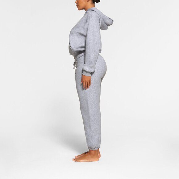 Skims Heather Gray Cotton Fleece Classic Hoodie and Jogger Set Size Small - Picture 2 of 2